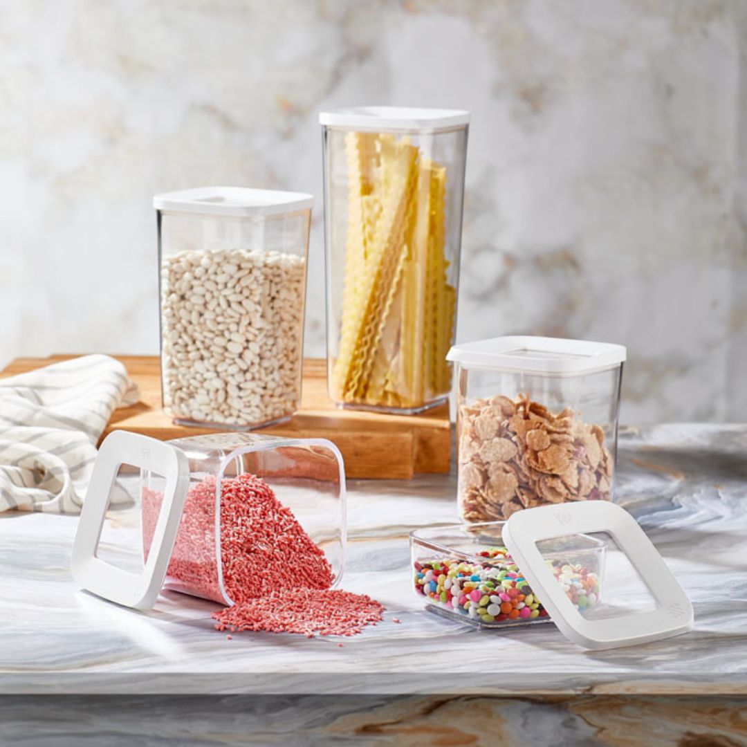 Vorratsbehälter | 5er Set | 250 ml / 700 ml / 900 ml / 1200 ml / 1700 ml | Weiß