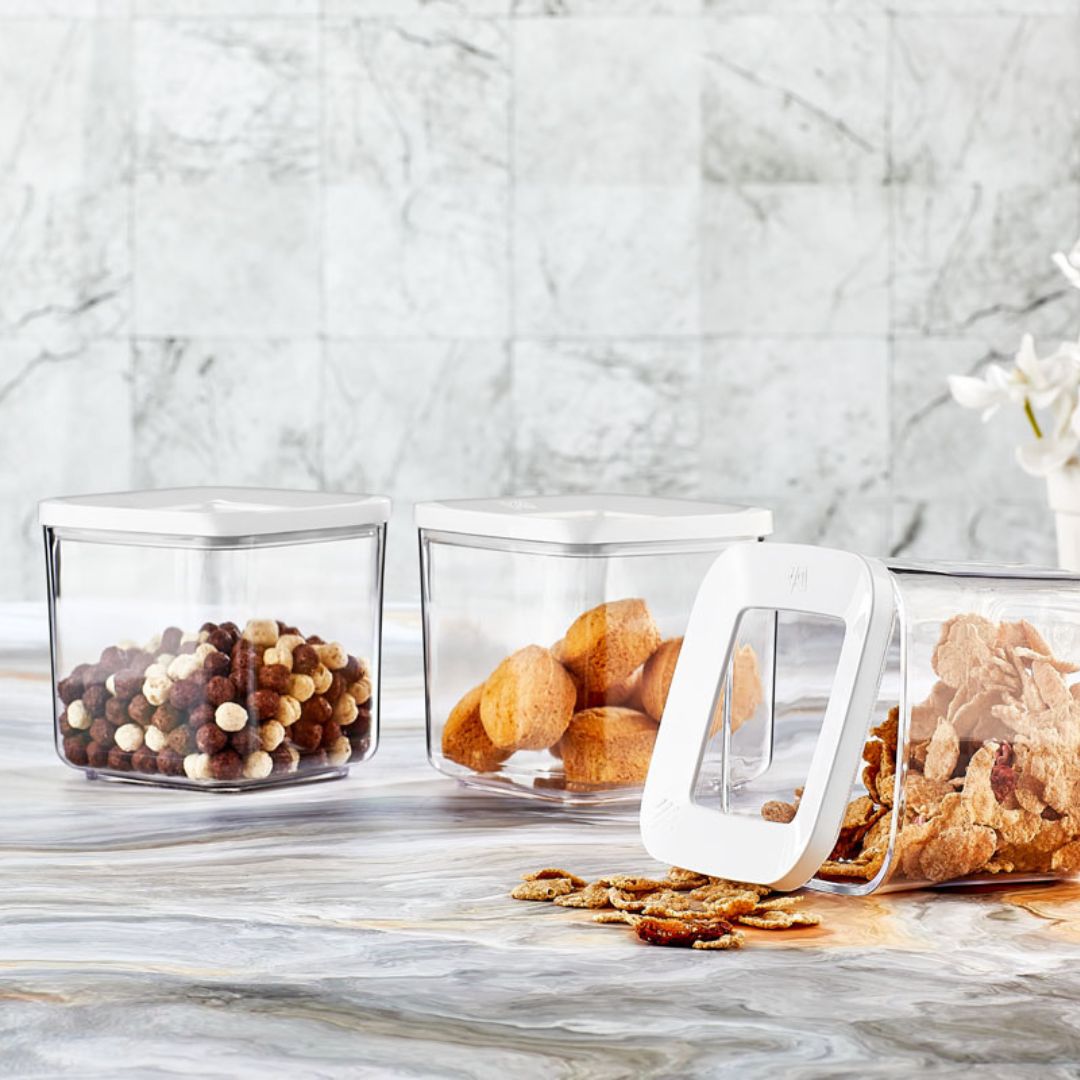 Vakuum Vorratsbehälter | 3er Set | 250 ml / 700 ml | Weiß