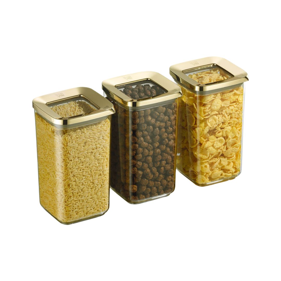 Vorratsbehälter | 3er Set | 250 ml | 900 ml | 1200 ml | 1700 ml | Gold