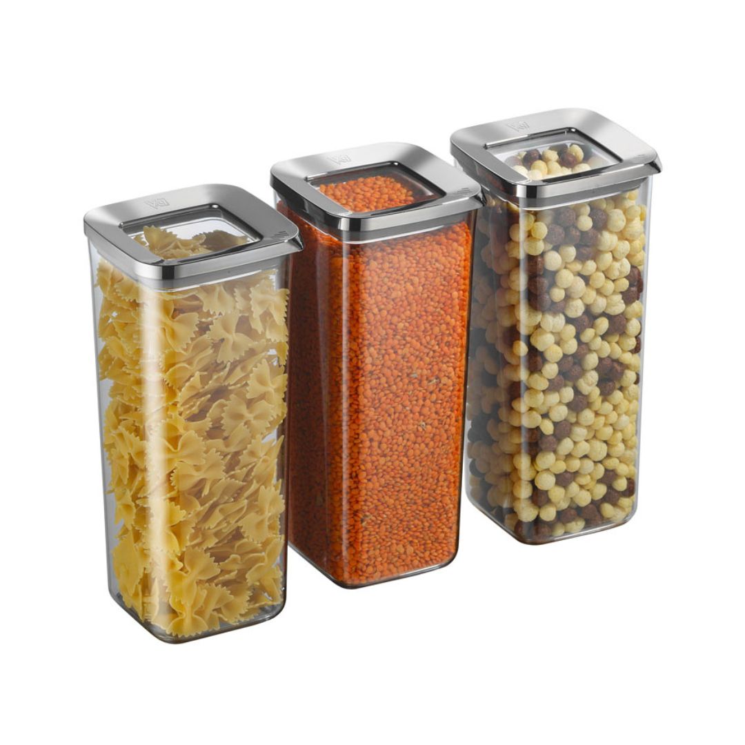 Vorratsbehälter | 3er Set | 700 ml | 1000 ml | 1200 ml | 1700 ml | Grau