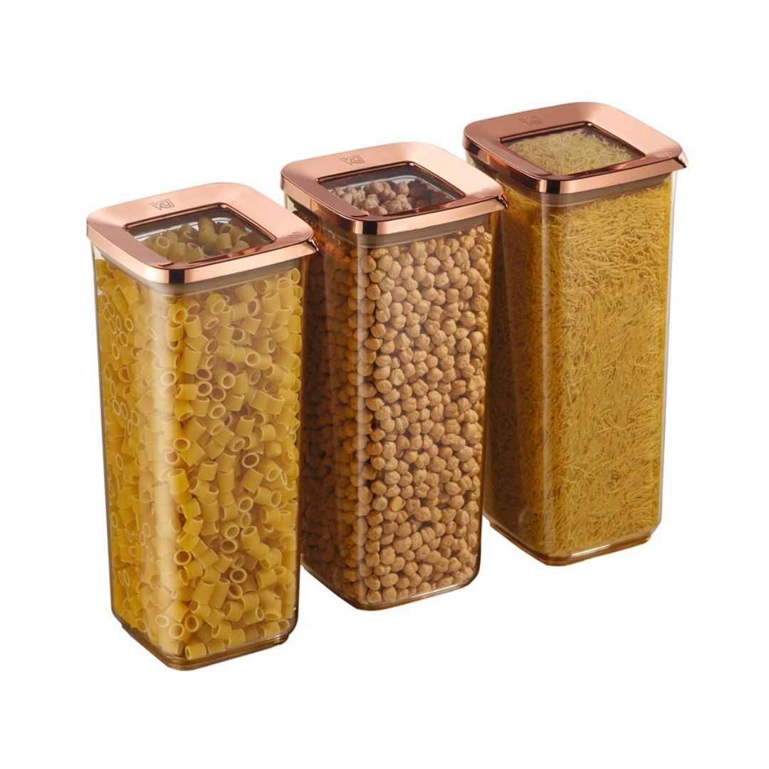 Vorratsbehälter | 3er Set | 700 ml | 900 ml | 1200 ml | 1700 ml | Rosé