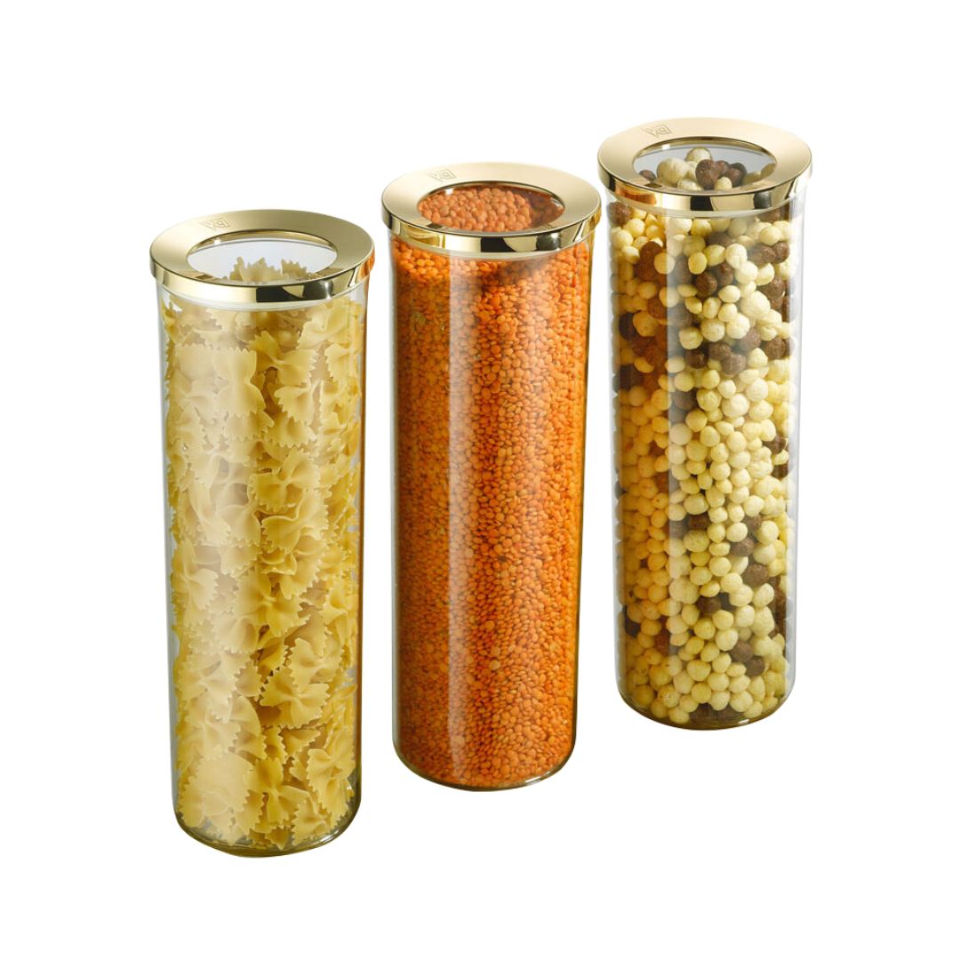 Vorratsbehälter | 3er Set | 400 ml | 700 ml | 1250 ml | 1750 ml | Gold