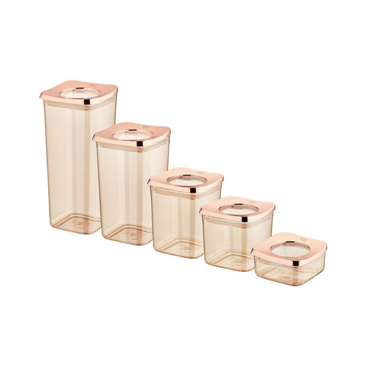 Vakuum Vorratsbehälter | 5er Set | Rosé | Grau | Weiß