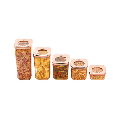 Vakuum Vorratsbehälter | 5er Set | Rosé | Grau | Weiß