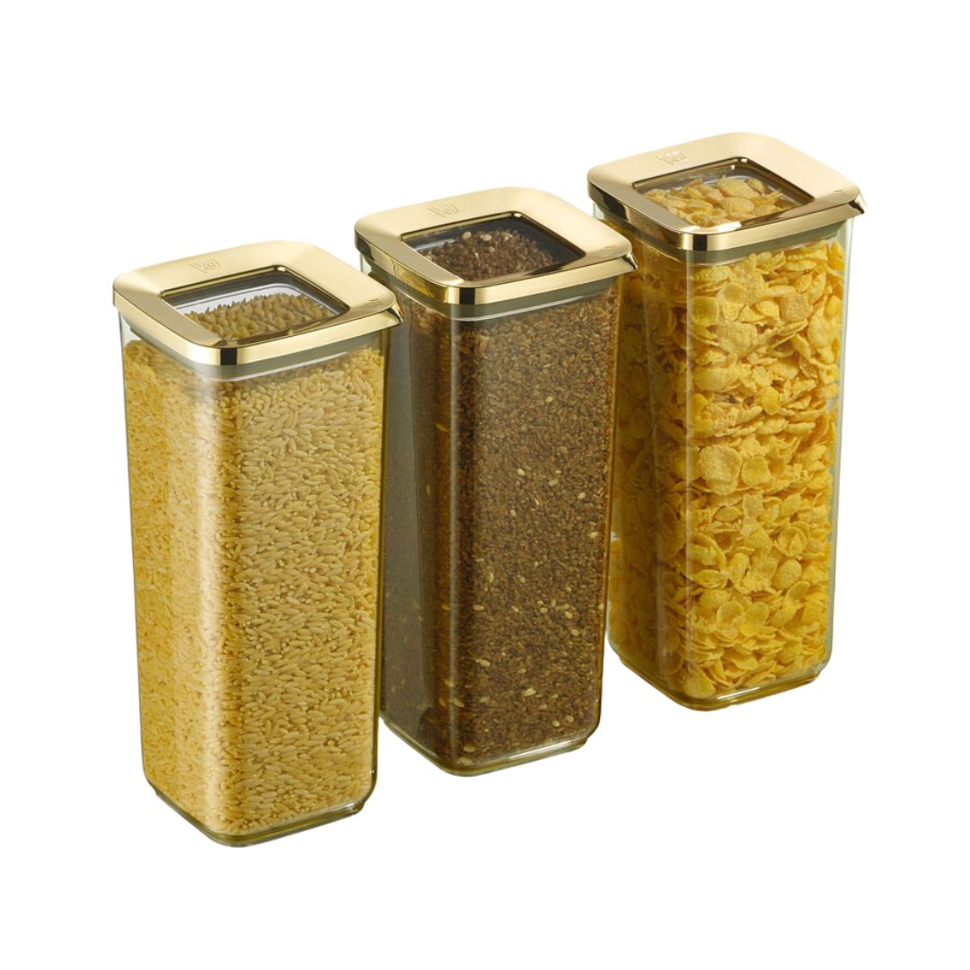 Vorratsbehälter | 3er Set | 250 ml | 900 ml | 1200 ml | 1700 ml | Gold