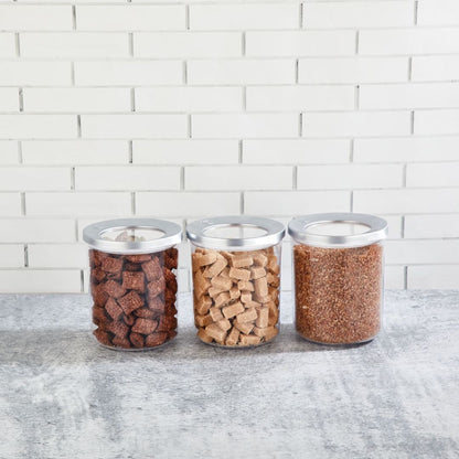 Vorratsbehälter | 3er Set | 400 ml | 700 ml | 1250 ml | 1750 ml | Rund | Chrome