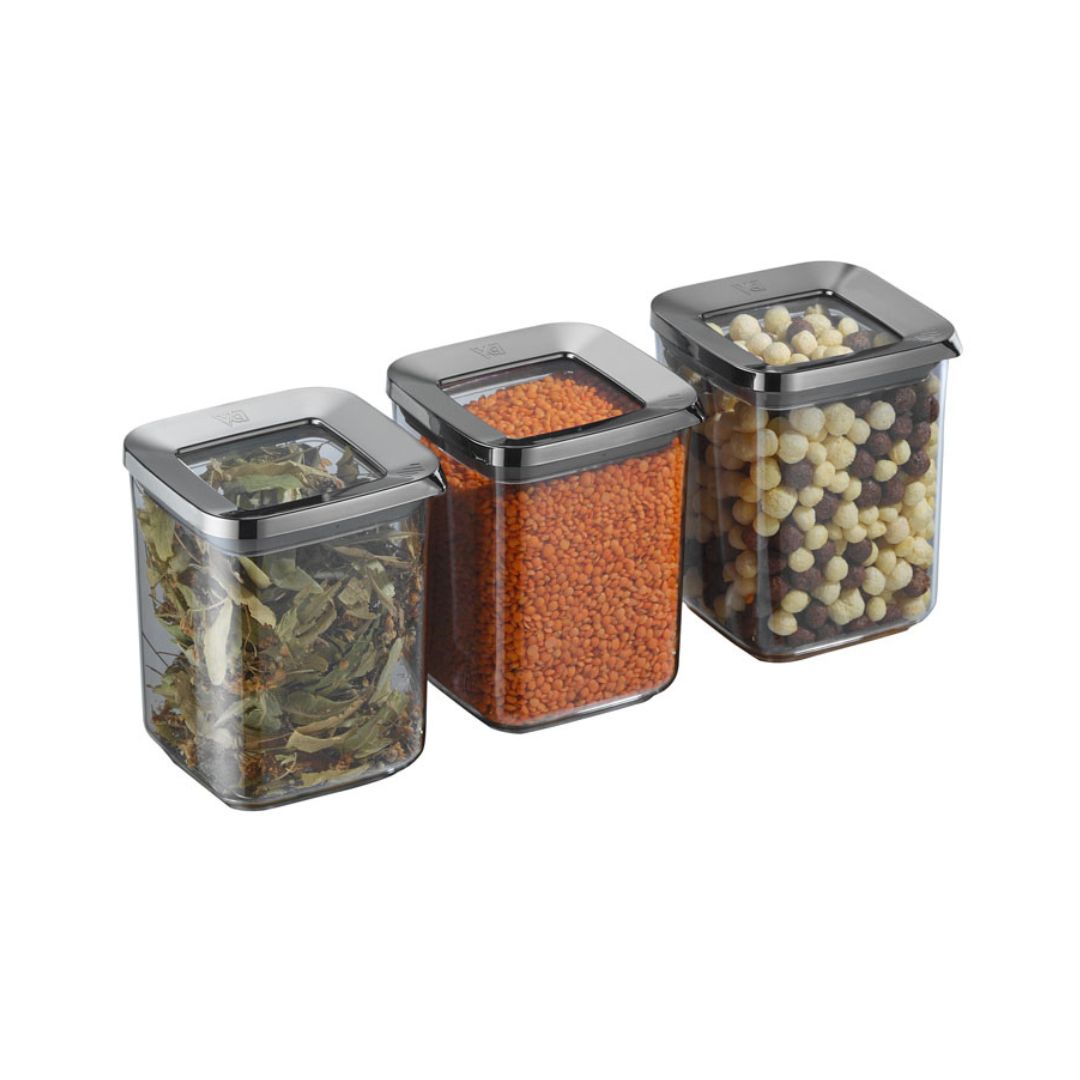 Vorratsbehälter | 3er Set | 700 ml | 1000 ml | 1200 ml | 1700 ml | Grau