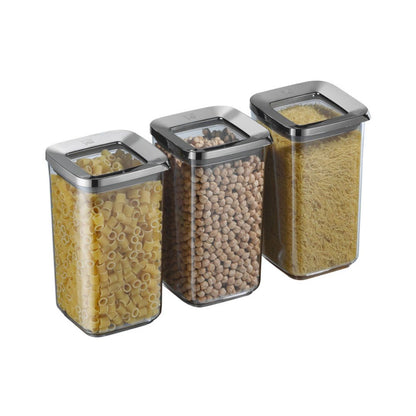 Vorratsbehälter | 3er Set | 700 ml | 1000 ml | 1200 ml | 1700 ml | Grau
