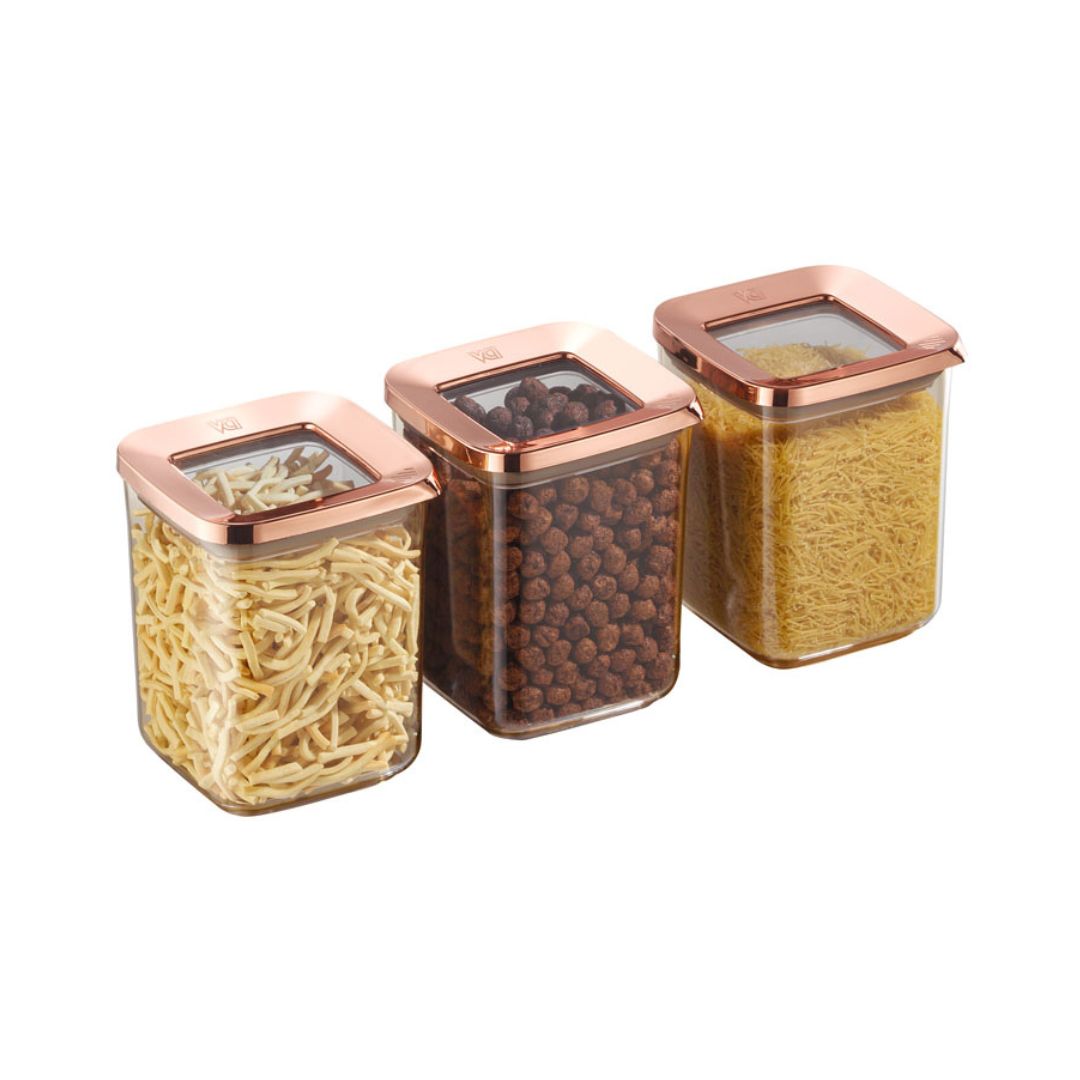 Vorratsbehälter | 3er Set | 700 ml | 900 ml | 1200 ml | 1700 ml | Rosé