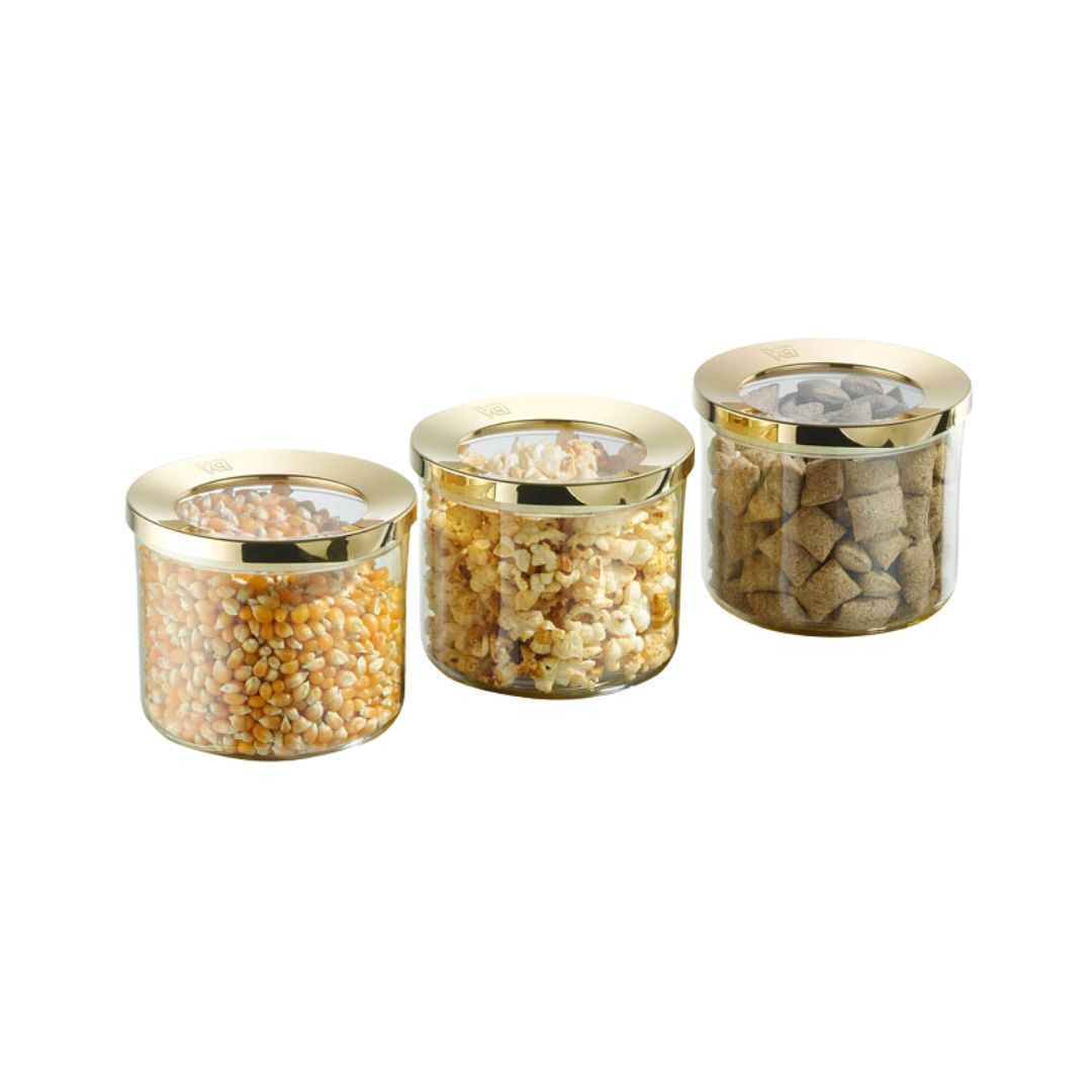 Vorratsbehälter | 3er Set | 400 ml | 700 ml | 1250 ml | 1750 ml | Gold