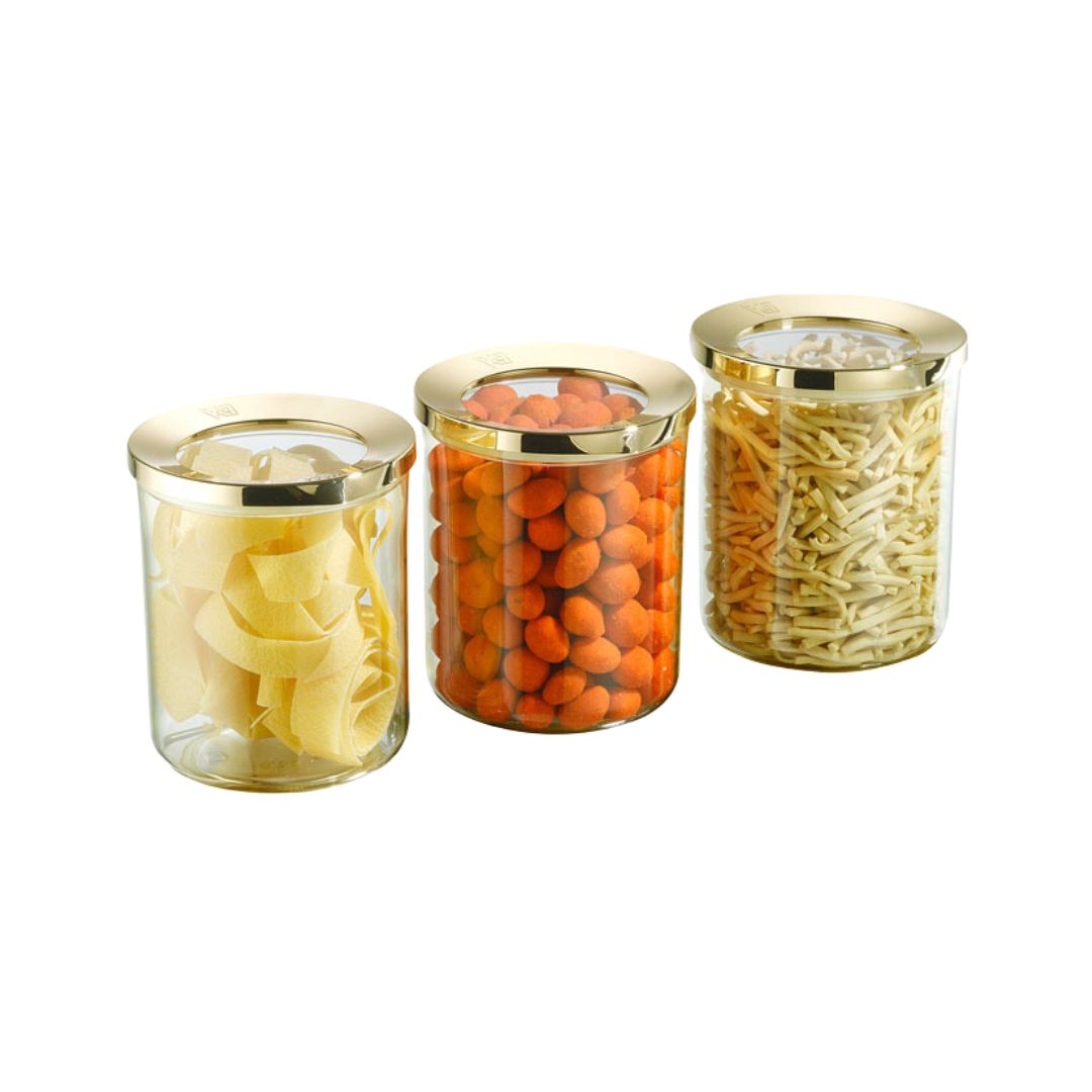 Vorratsbehälter | 3er Set | 400 ml | 700 ml | 1250 ml | 1750 ml | Gold