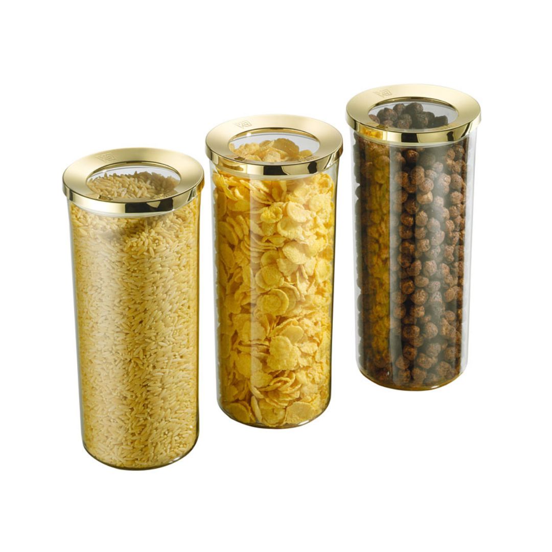 Vorratsbehälter | 3er Set | 400 ml | 700 ml | 1250 ml | 1750 ml | Gold